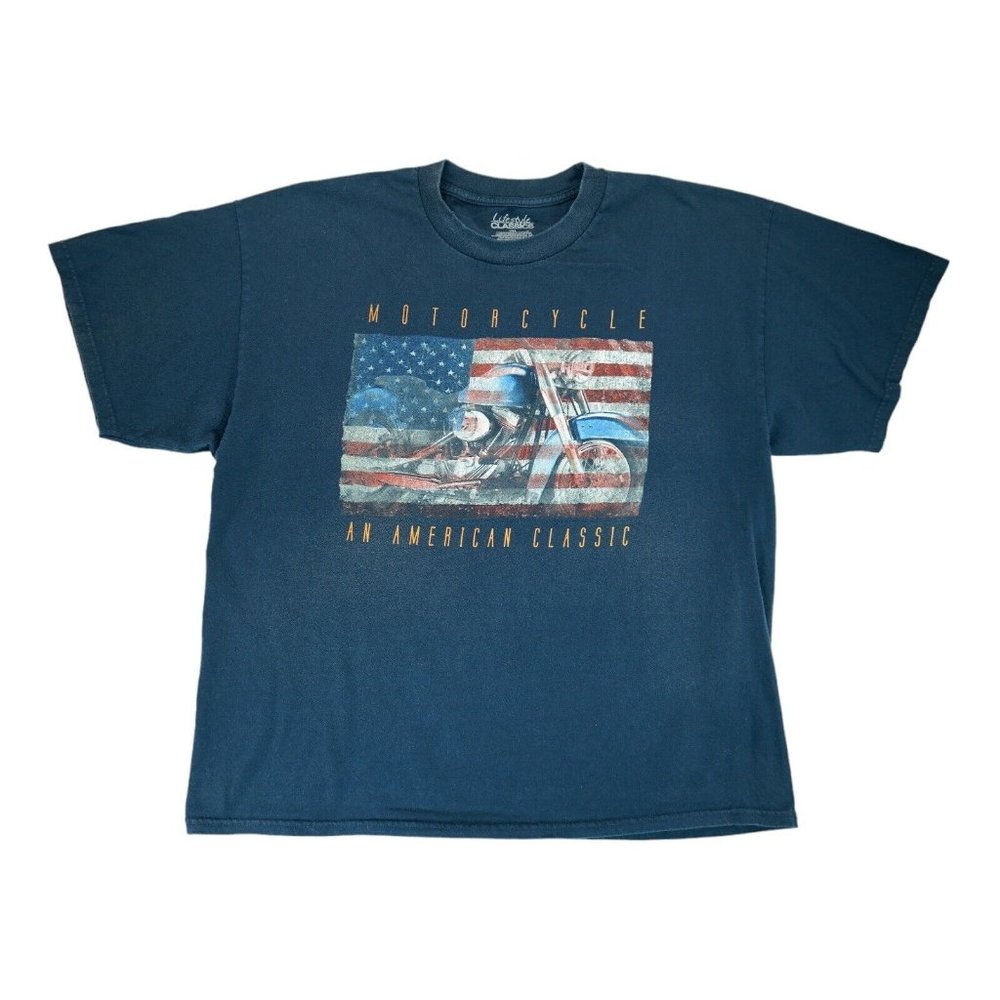 Lifestyle Classics 'Motorcycle - An‎ Americam Classic' Navy T-Shirt Size 2XL